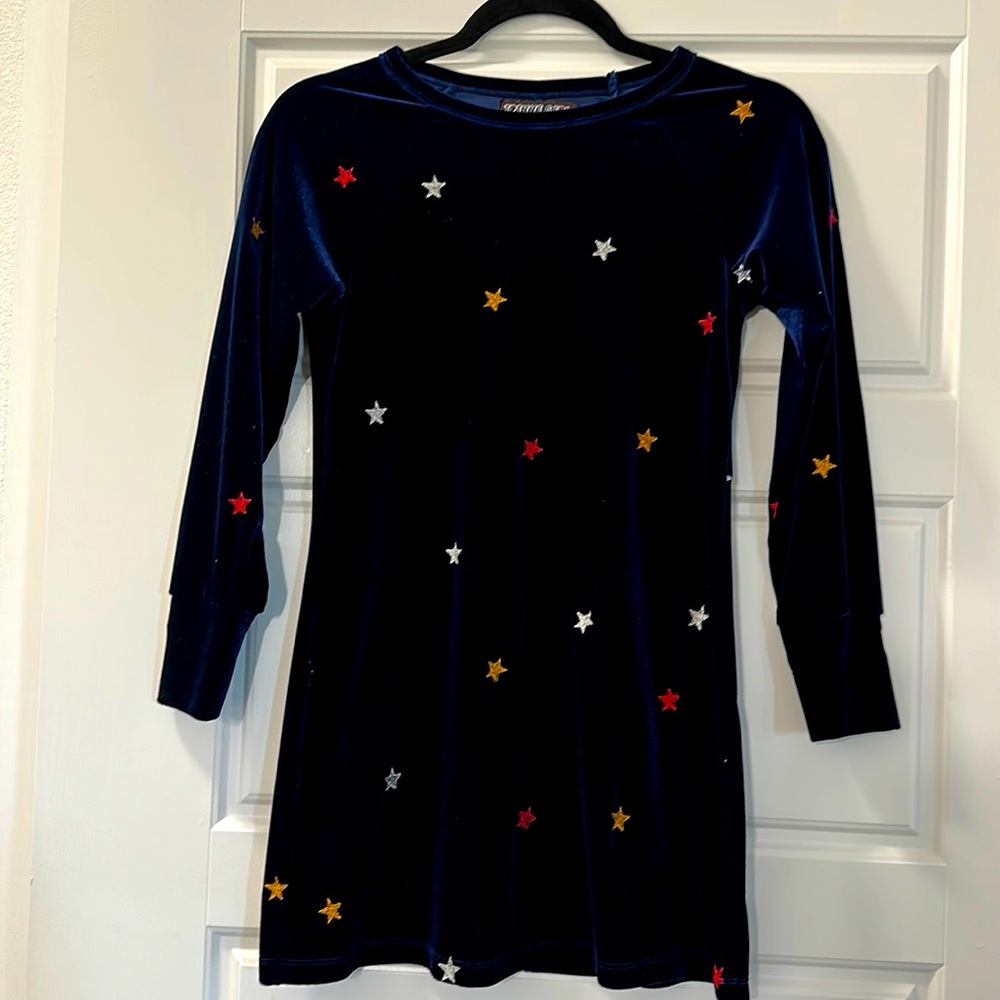 Velvet dress (blue with stars)